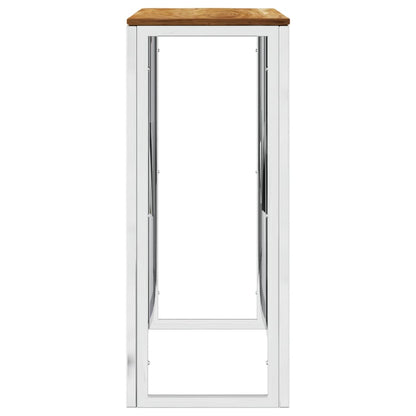 Mesa Consola Acero Inoxidable Y Madera Maciza Acacia Plateada_2