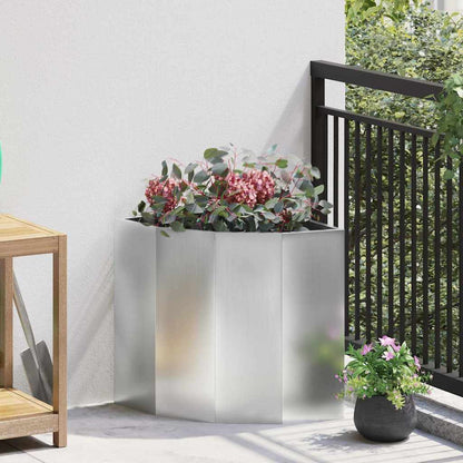 Macetero De Esquina Plateado 45 X 45 X 50 Cm Acero Galvanizado_1