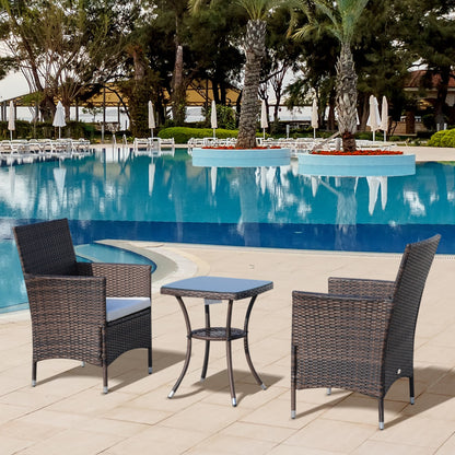 Outsunny Conjunto De Ratán 1 Mesa 2 Sillas Para Jardín Exterior Patio Terraza_1