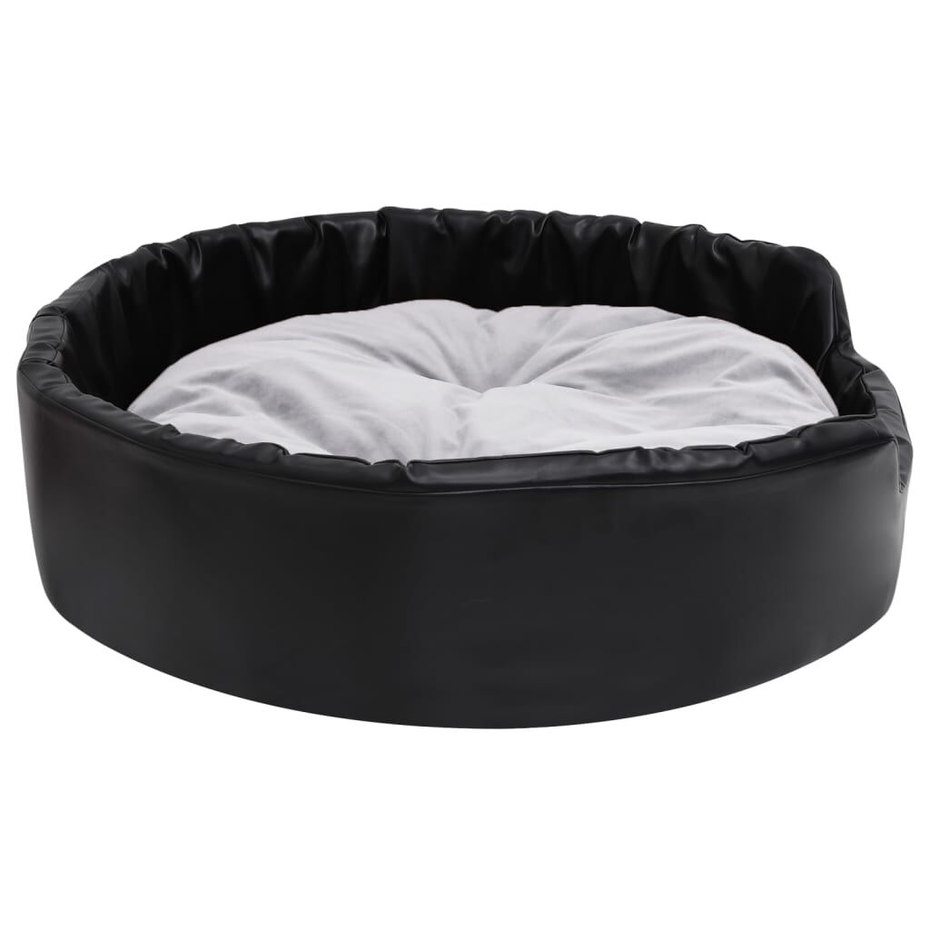 Vidaxl Cama Para Perros Felpa Y Cuero Sintético Negro Gris 90x79x20 Cm_3