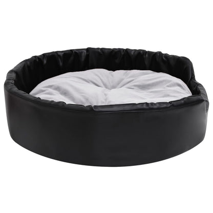 Vidaxl Cama Para Perros Felpa Y Cuero Sintético Negro Gris 90x79x20 Cm_3