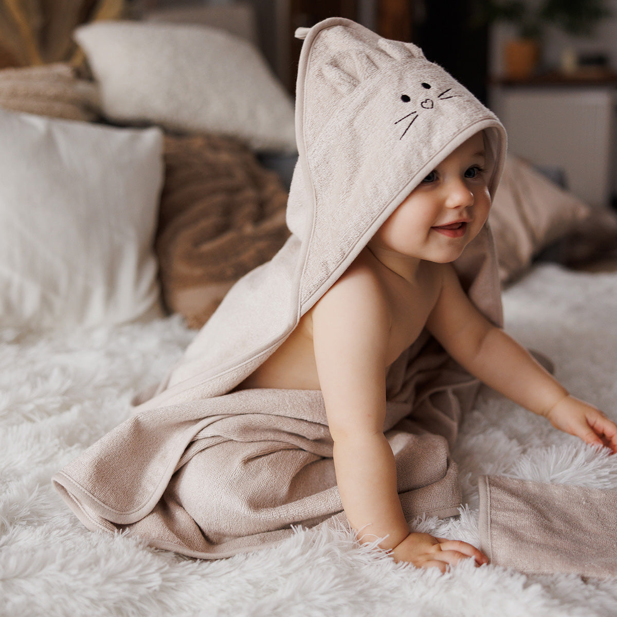 Capa De Baño Bamboo Xl Para Bebés Conejito Beige_3