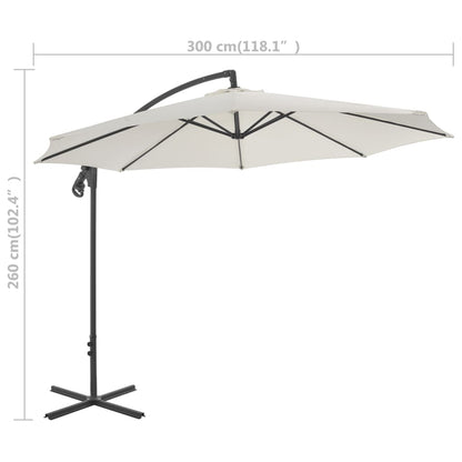 Sombrilla De Jardín Voladiza Con Palo De Acero Arena 300 Cm_4