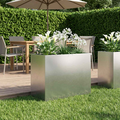 Macetero De Jardín Plateado 60 X 30 X 50 Cm Acero Inoxidable_1