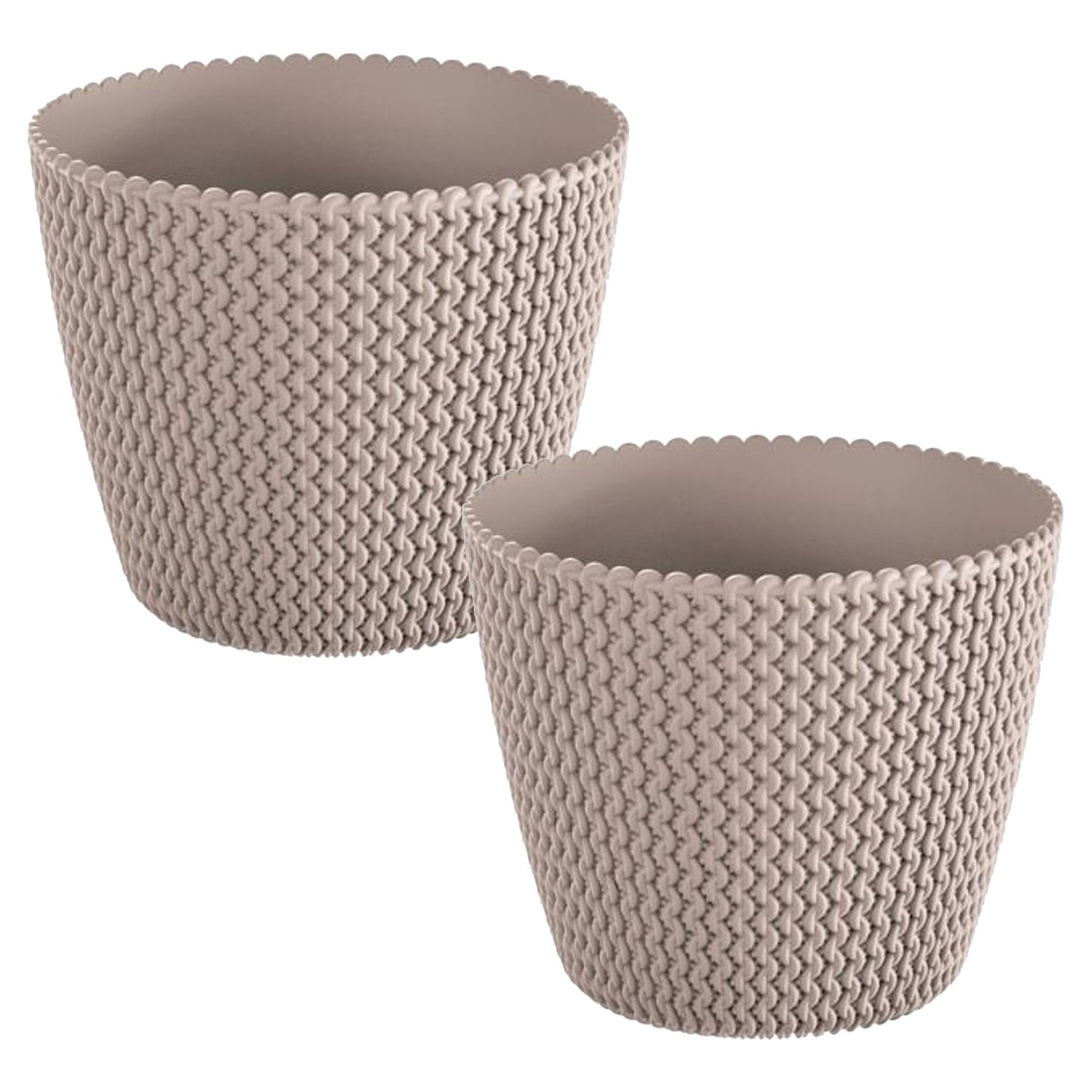2x Maceta Redonda 11,5l Prosperplast Splofy De Plastico En Color Mocca, Ø29,5 X 24,9 Cm_0