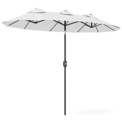 Outsunny Sombrilla Doble 295x152x222 Cm Con Inclinación De 45° Manivela Crema_0