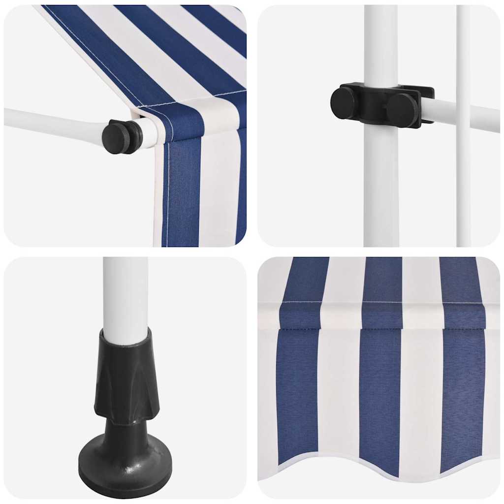 Toldo Manual Retráctil 100 Cm Azul Y Blanco A Rayas_5