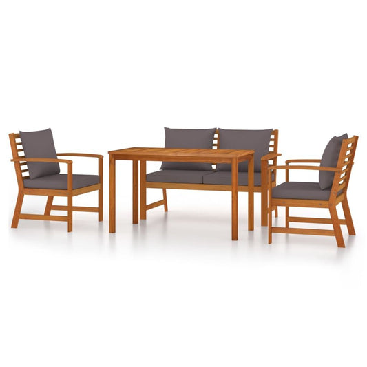Vidaxl Juego Comedor De Jardín 4 Pzas Con Cojines Madera Maciza Acacia_0