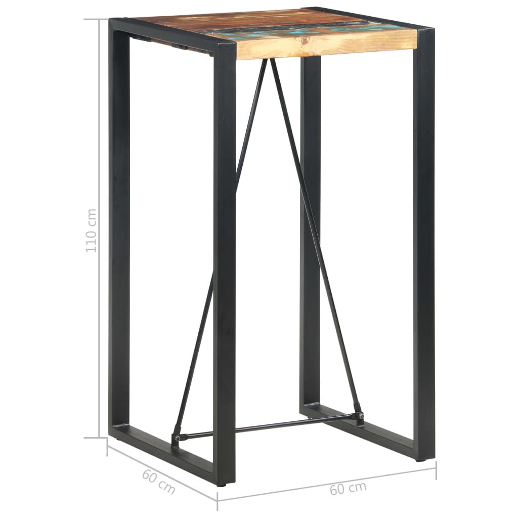 Mesa Alta De Cocina De Madera Maciza Reciclada 60x60x110 Cm_3