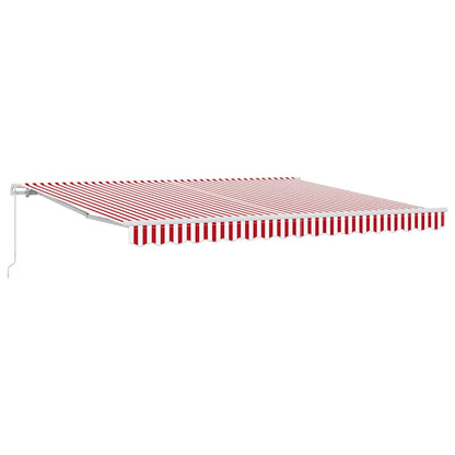 Toldo Retráctil Rojo Y Blanco 400 X 350 Cm Poliéster Y Aluminio_0