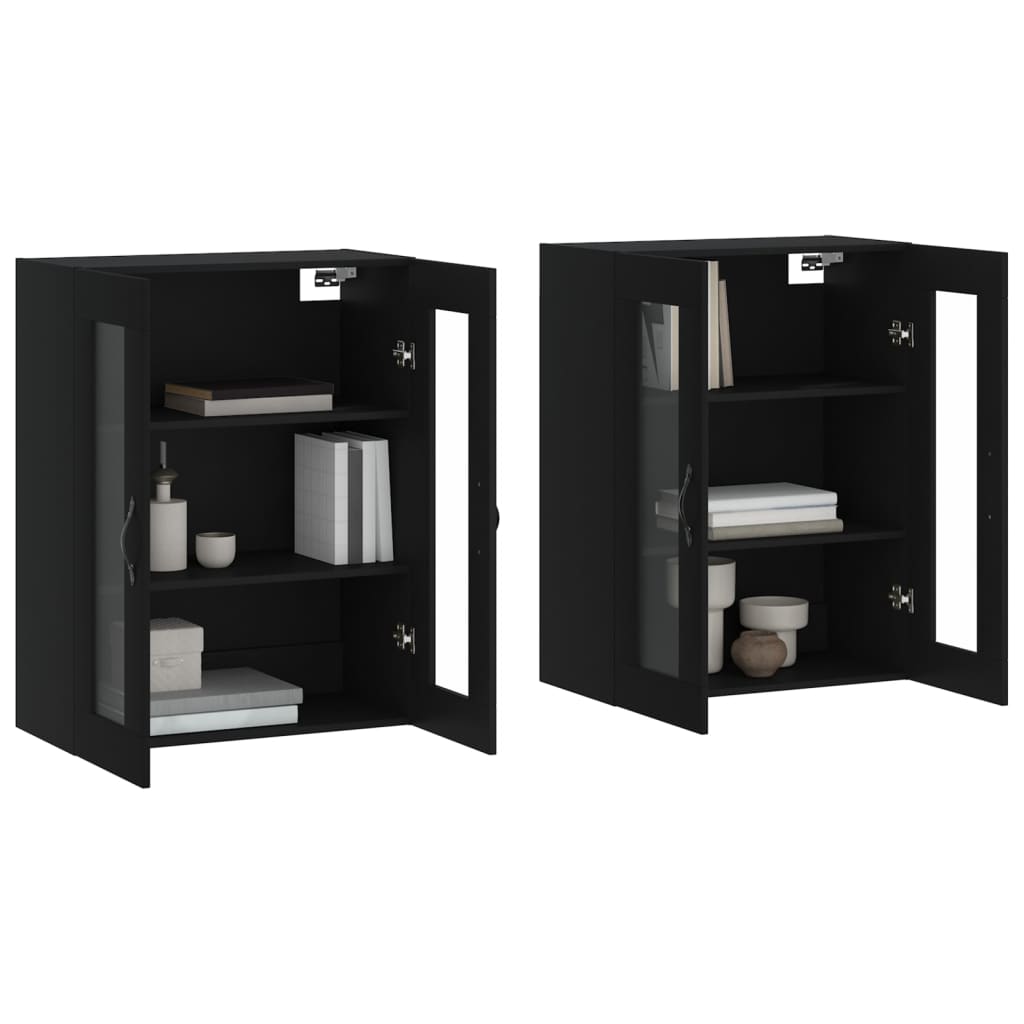 Armarios De Pared 2 Uds Madera De Ingeniería Negro_2
