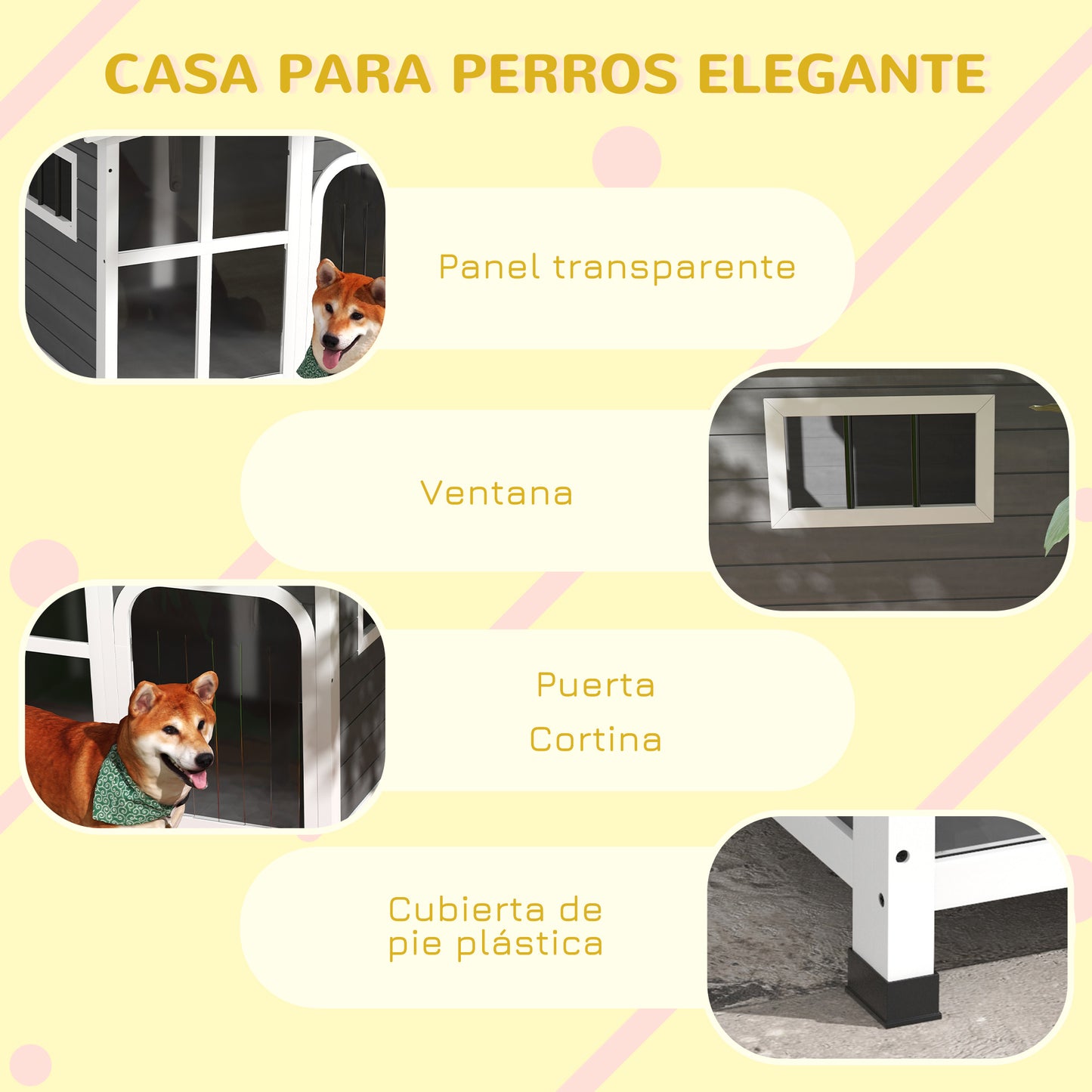 Pawhut Caseta Para Perros De Madera 101x66,5x70,5 Cm Con Techo Abatible Gris_3