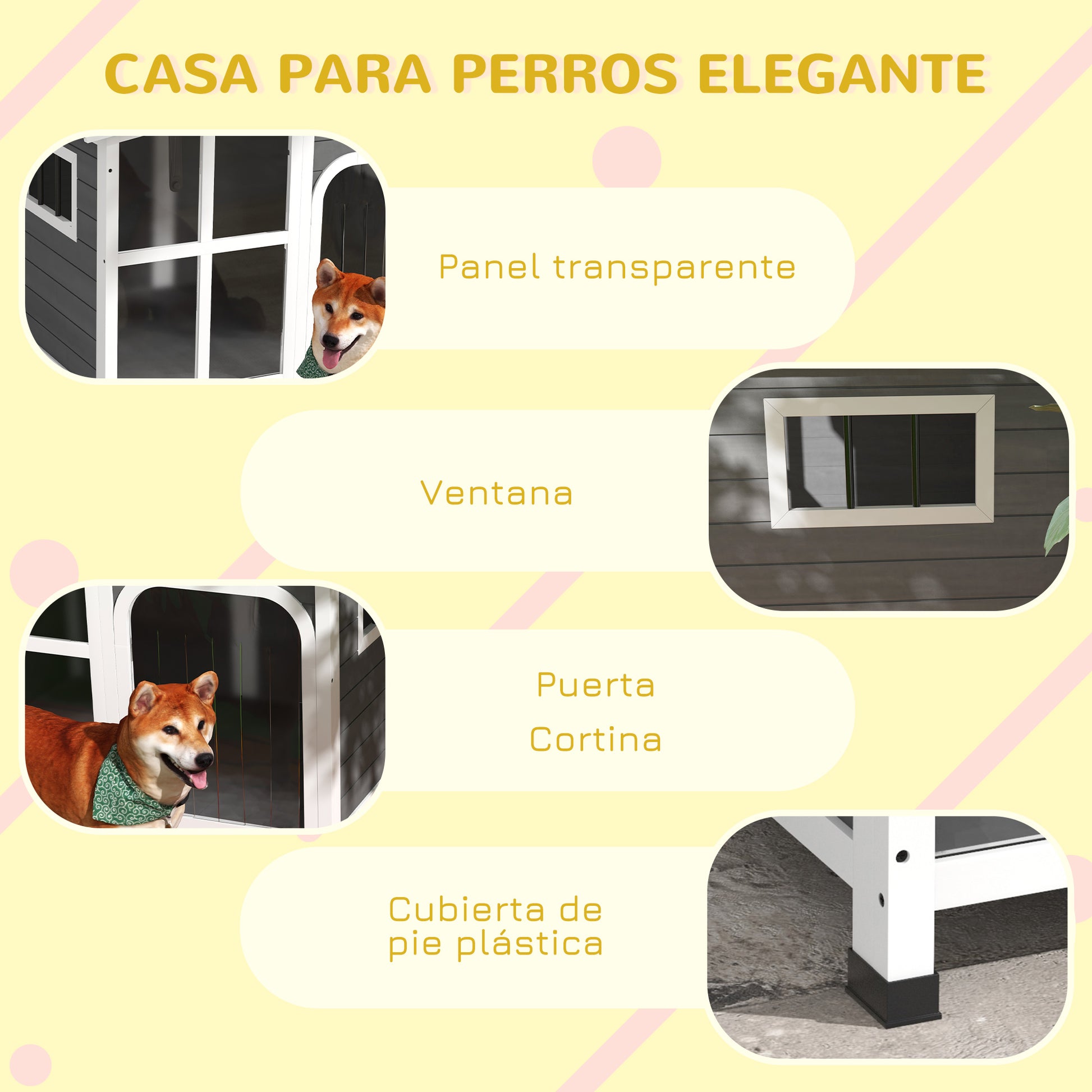 Pawhut Caseta Para Perros De Madera 101x66,5x70,5 Cm Con Techo Abatible Gris_3