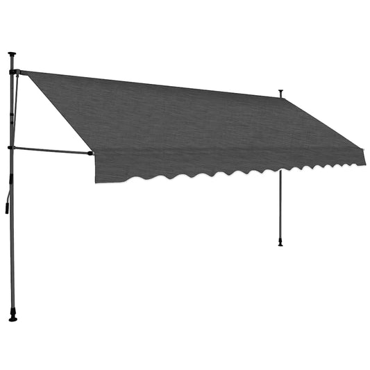Toldo Manual Retráctil Con Led Gris Antracita 400 Cm_0