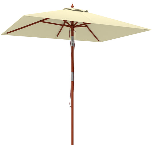Outsunny Sombrilla De Jardín Rectangular 200x150x235 Cm Anti-uv Beige_0