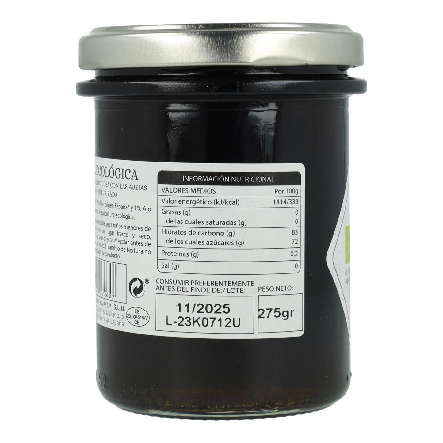 Miel con ajo negro bio Mayem 275 g