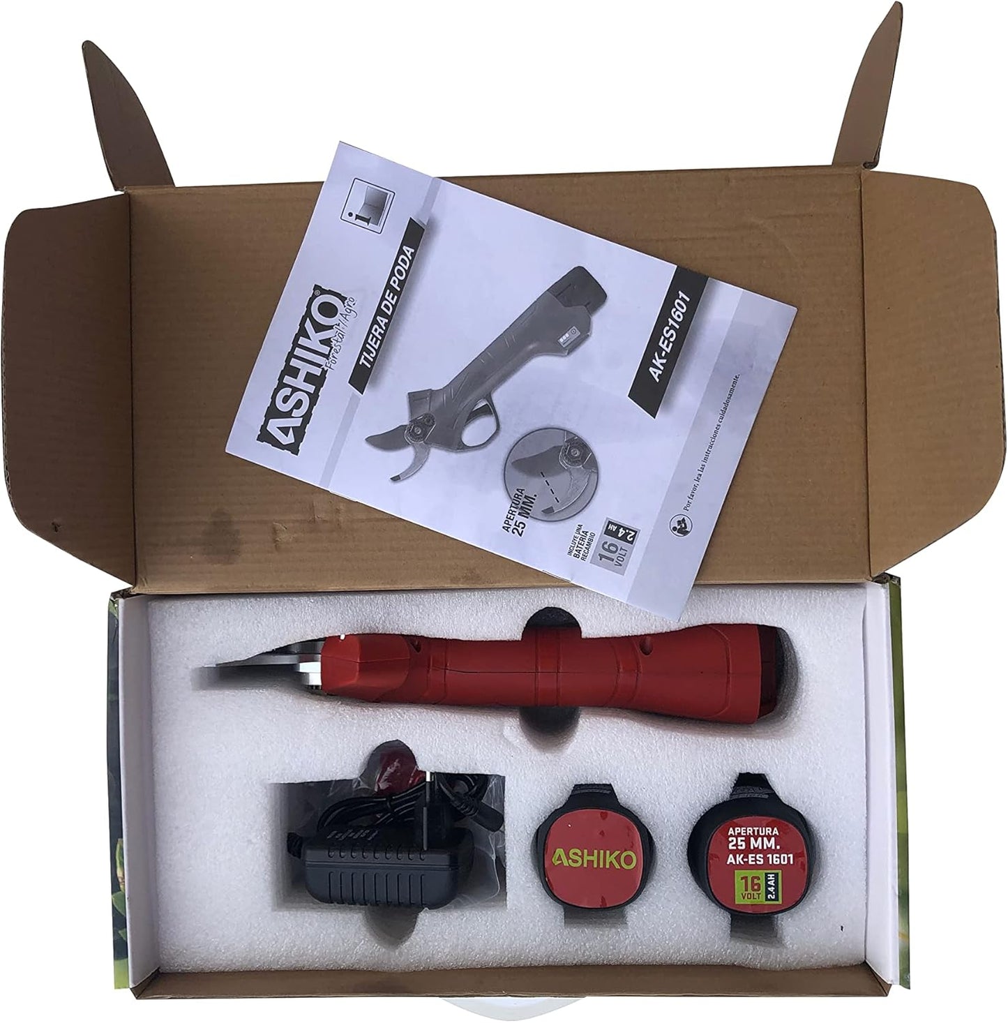 Tijeras De Poda Ashiko Hasta 25mm. De Bateria De 16v, 2,4ah. Incluye 2 Baterias Y Tijera De Recambio_2