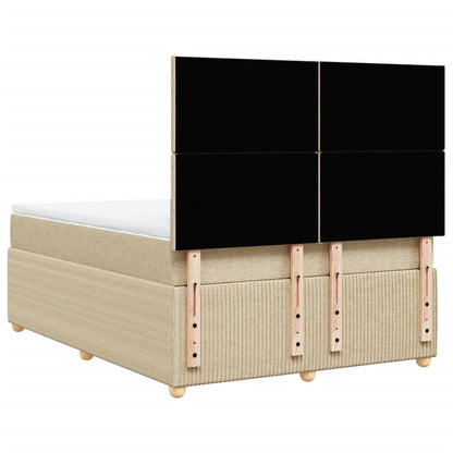 Cama Box Spring Con Colchón Tela Color Crema 160x200 Cm / Vetonek_5