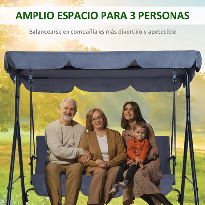 Outsunny Columpio De Jardín De 3 Plazas Con Techo Ajustable Acero 172x110x153 Cm_5