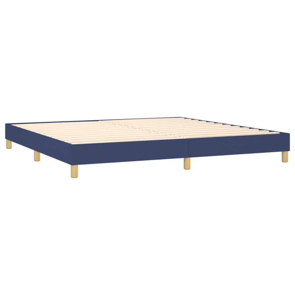 Cama Box Spring Con Colchón Y Led Tela Azul 200x200 Cm / Vetonek_4