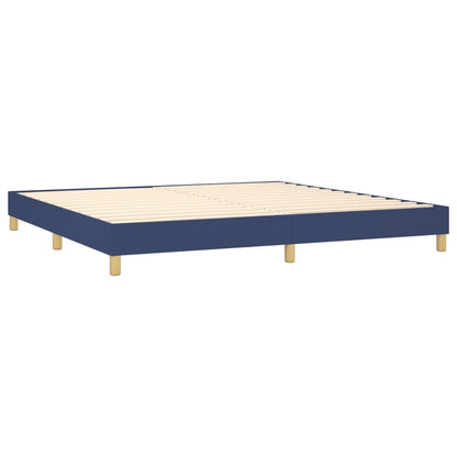 Cama Box Spring Con Colchón Y Led Tela Azul 200x200 Cm / Vetonek_1