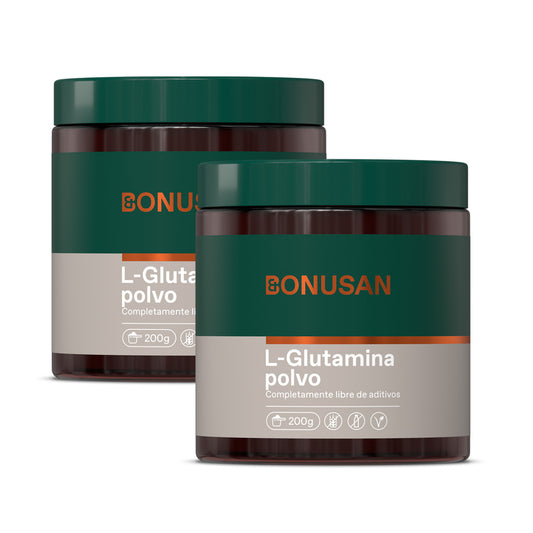 Pack 2x L-Glutamina polvo Bonusan, 200 gramos polvo