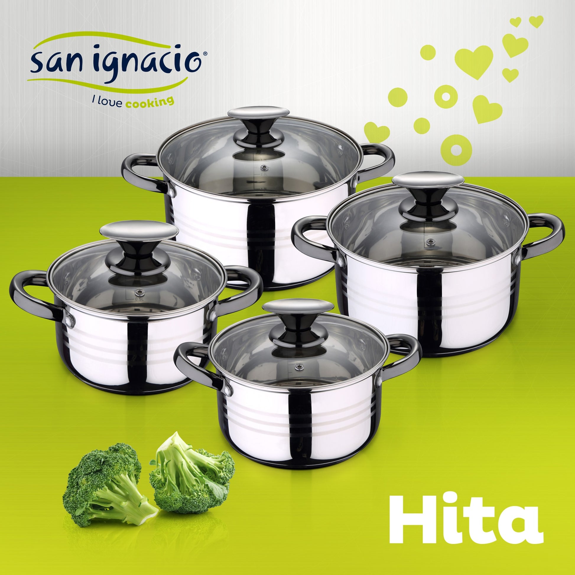 Bateria De Cocina 8 Piezas Apta Para Induccion San Ignacio Hita En Acero Inoxidable Con Set De 3 Utensilios De Cocina En Nylon_1