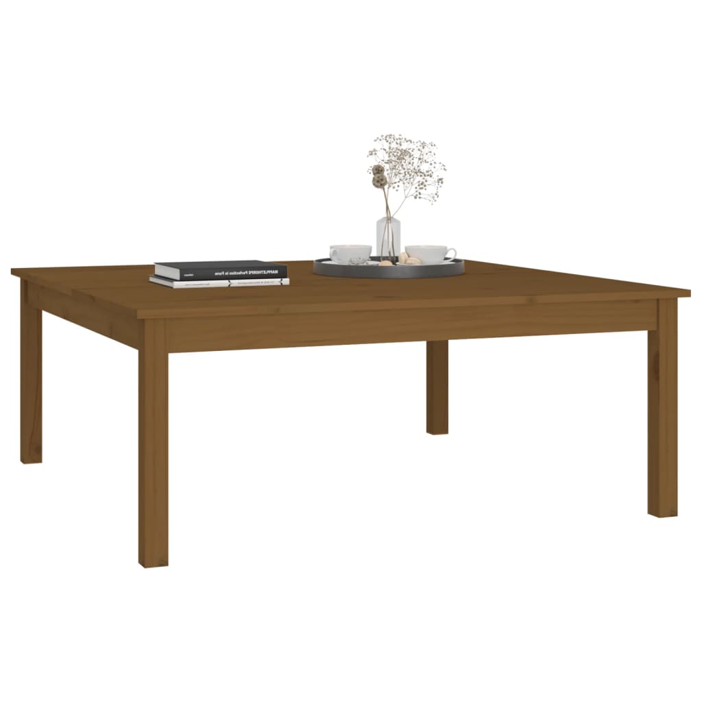 Mesa De Centro Madera Maciza De Pino Marrón Miel 100x100x40 Cm_3