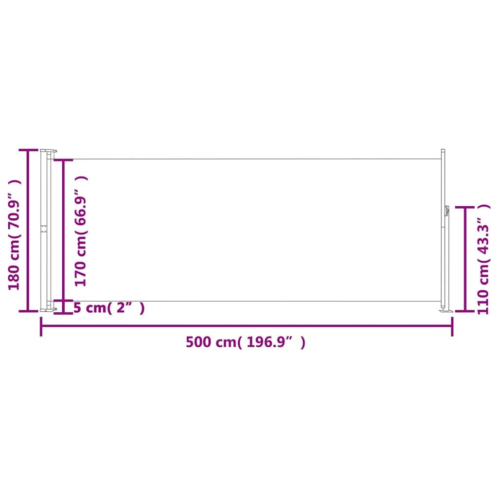 Vidaxl Toldo Lateral Retráctil De Jardín Gris 180x500 Cm_2
