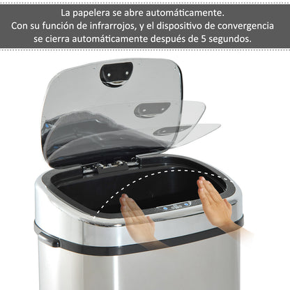 Balde De Lixo Homcom Prata Abs E Aço Inoxidável 40.5x29.5x78cm_5