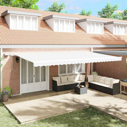 Toldo Retráctil Blanco 600 X 300 Cm Tela Y Aluminio_1