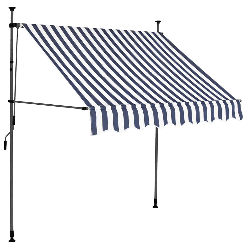 Toldo Manual Retráctil Con Led Azul Y Blanco 200 Cm_0