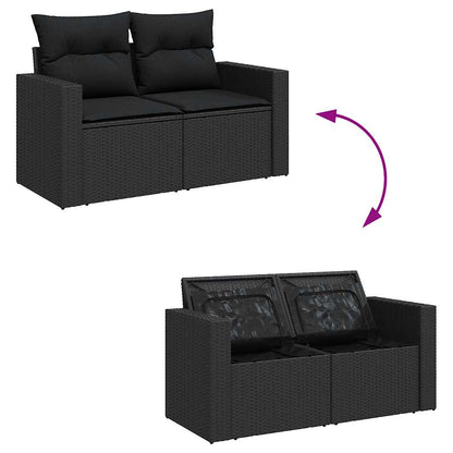 Set De Sofás De Jardín 7 Pzas Con Cojines Ratán Sintético Negro / Vetonek_1