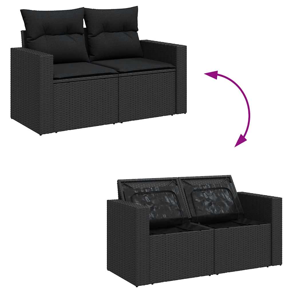 Set De Sofás De Jardín Con Cojines 9 Pzas Ratán Sintético Negro / Vetonek_5