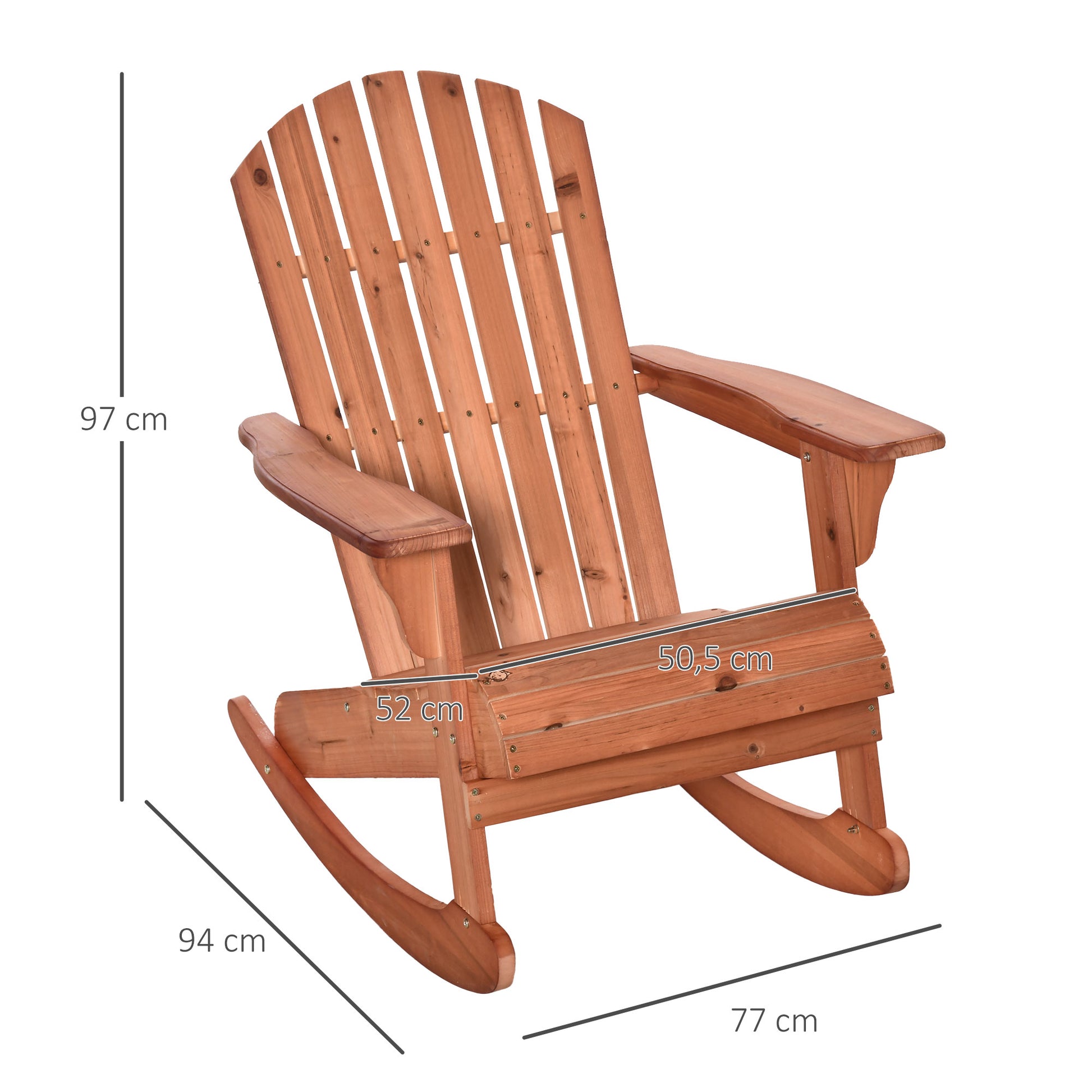 Outsunny Silla De Jardín Mecedora Adirondack De Madera Natural 77x94x97cm Color_2