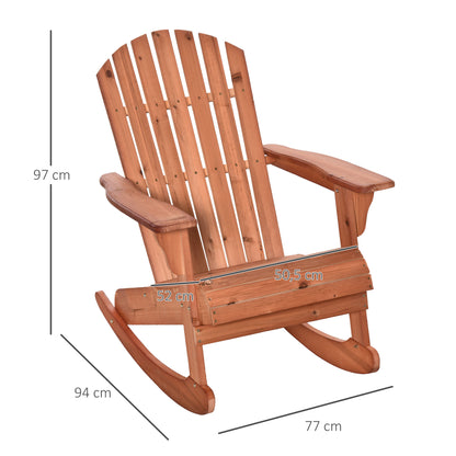 Outsunny Silla De Jardín Mecedora Adirondack De Madera Natural 77x94x97cm Color_2
