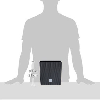 Maceta Rato 7 Litros Con Cubilete Para Plantar En Color Antracita 20 X 20 X 20,2 Cm._1