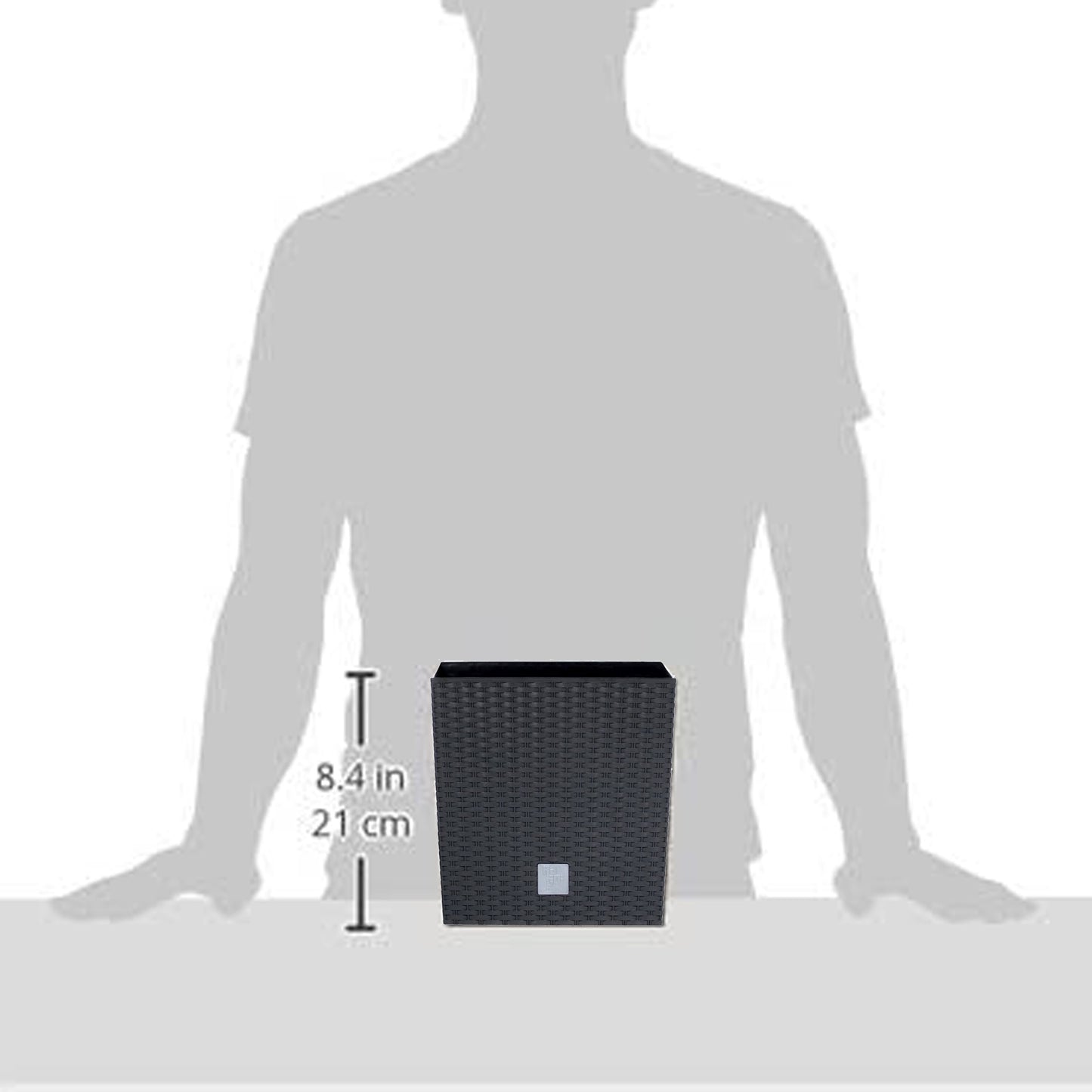 Maceta Rato 7 Litros Con Cubilete Para Plantar En Color Antracita 20 X 20 X 20,2 Cm._1