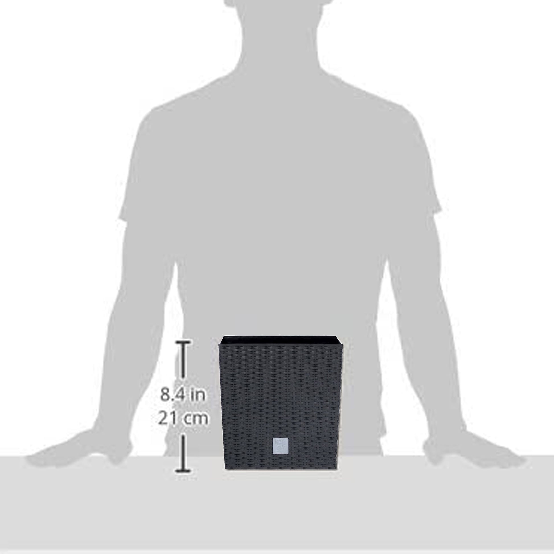 Maceta Rato 7 Litros Con Cubilete Para Plantar En Color Antracita 20 X 20 X 20,2 Cm._1