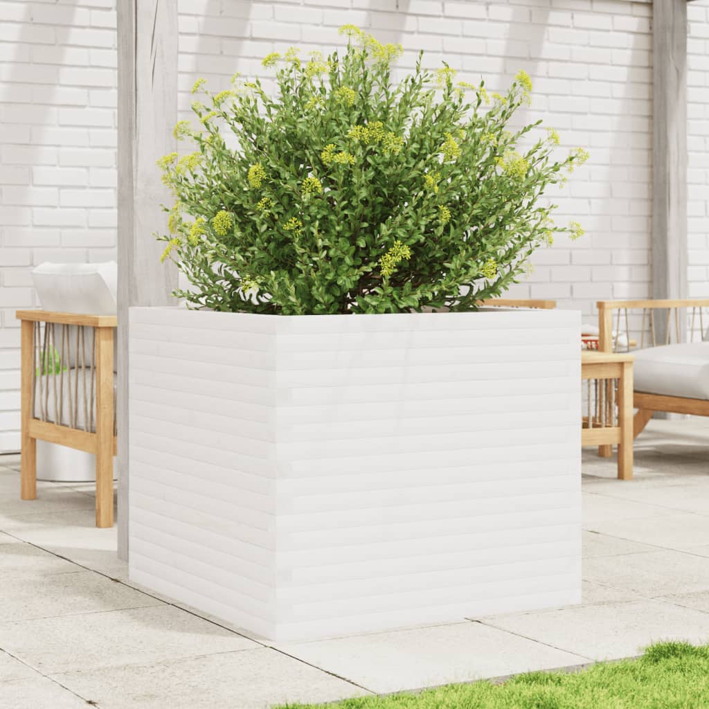 Jardinera Madera Maciza De Pino Blanco 80x80x68,5 Cm_2