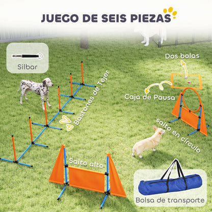 Pawhut Set De Entrenamiento De Agilidad Para Perros De 6 Piezas Naranja_3
