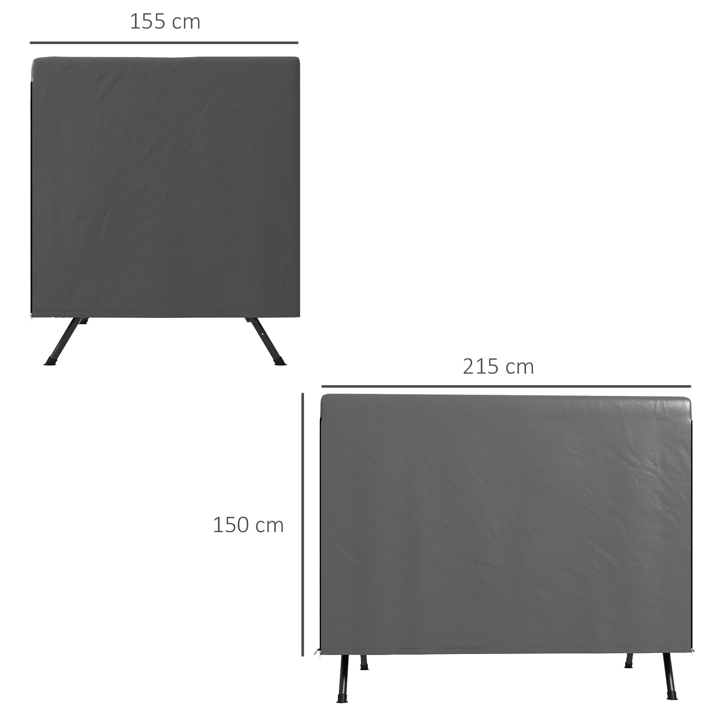 Outsunny Funda Balancín Jardín Con Cremallera 215x155x150 Cm Gris Oscuro_2