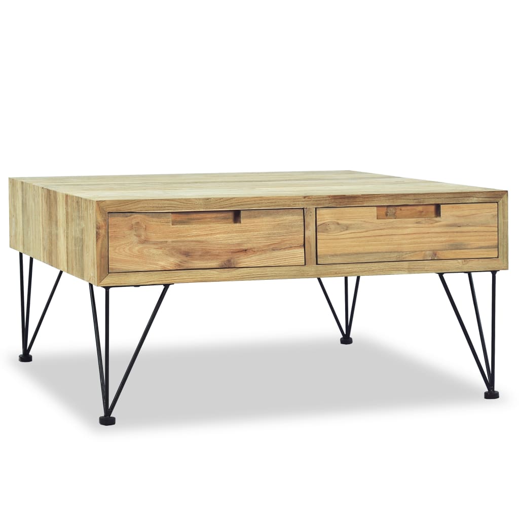 Mesa De Centro De Teca Maciza 80x80x40 Cm_0