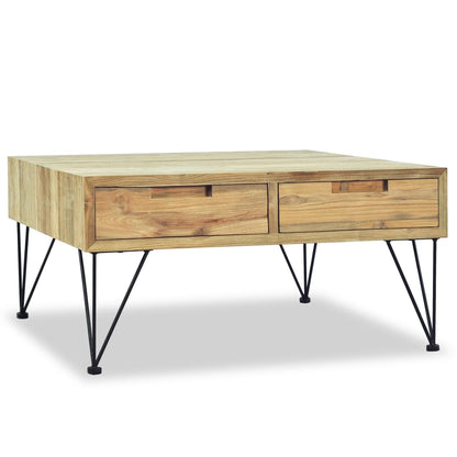 Mesa De Centro De Teca Maciza 80x80x40 Cm_0