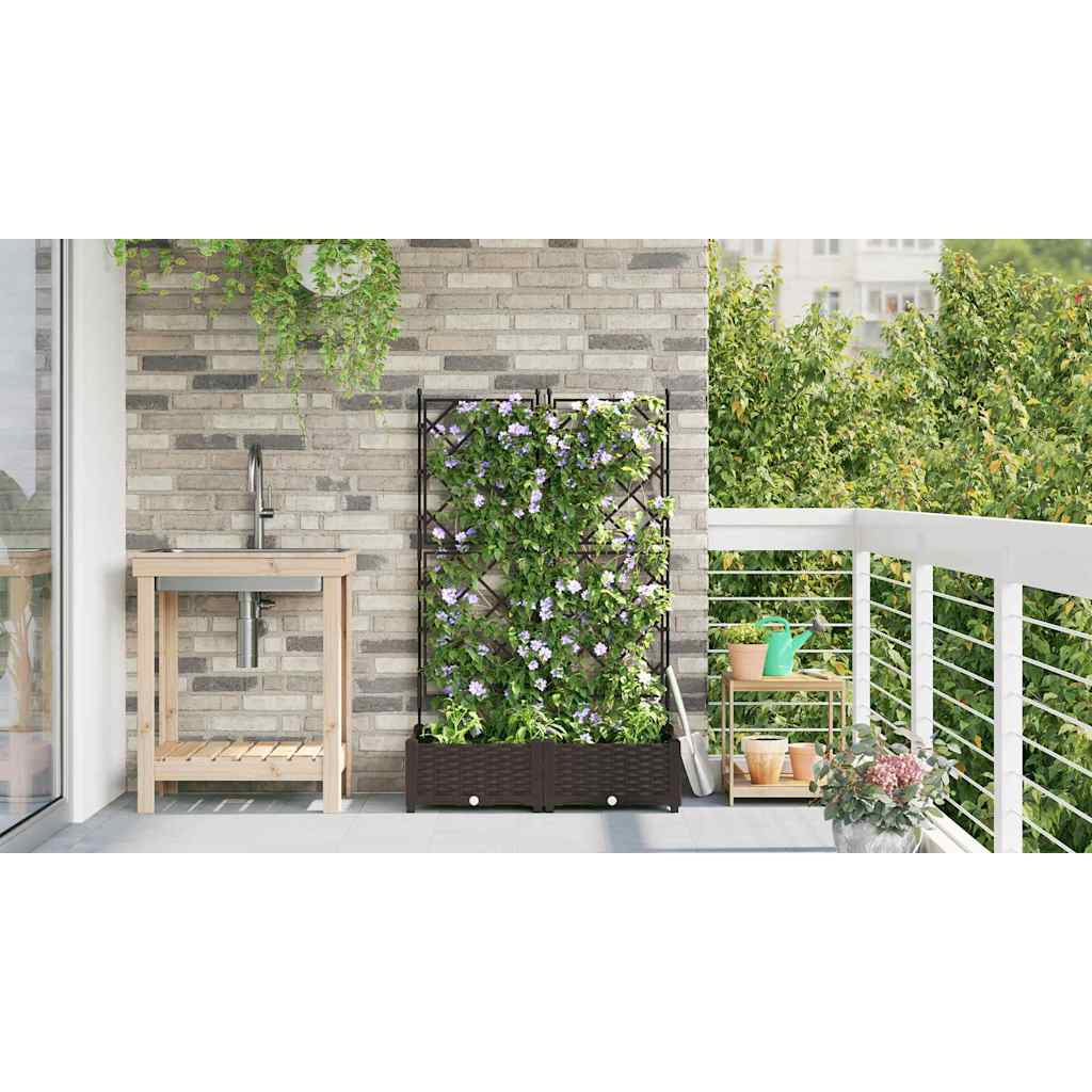 Vidaxl Maceta De Jardín Con Enrejado 2 Pcs Marrón 80 X 40 X 125.5 Cm_3