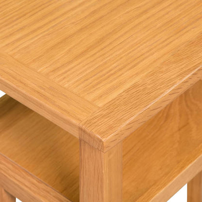 Mesa Auxiliar Con Estante De Madera De Roble Maciza 27x35x55cm_3