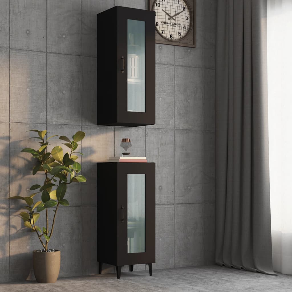 Armario De Pared Madera De Ingeniería Negro 34,5x34x90 Cm / Vetonek_2