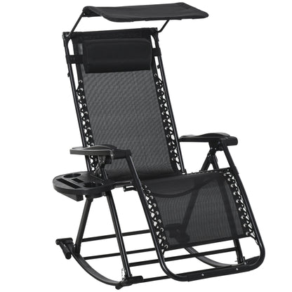 Outsunny Silla Mecedora De Jardín Plegable Con Techo Reposacabezas Extraíble_0