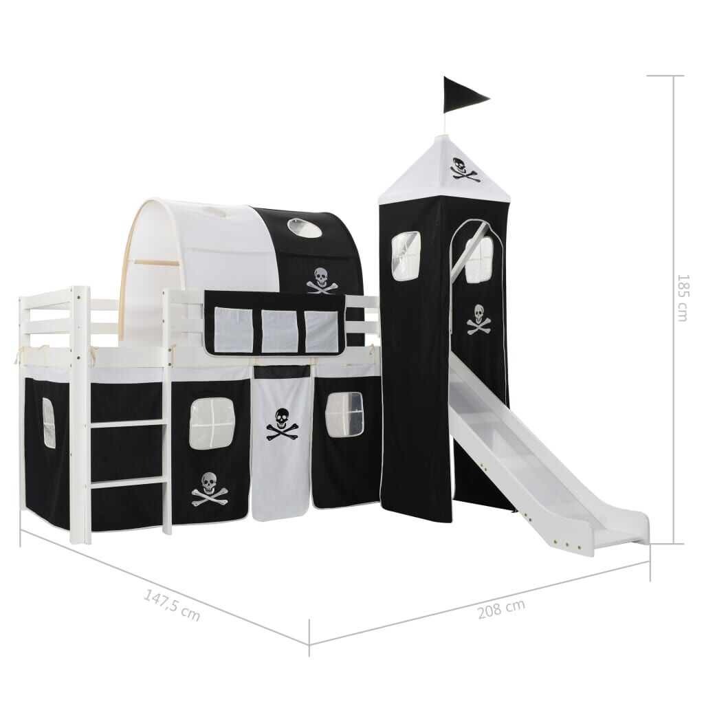 Vidaxl Cama Alta Para Niños Tobogán Y Escalera Madera Pino 97x208 Cm_2