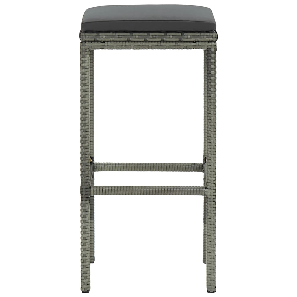 Taburetes Altos Con Cojines 4 Uds Ratán Sintético Gris_2